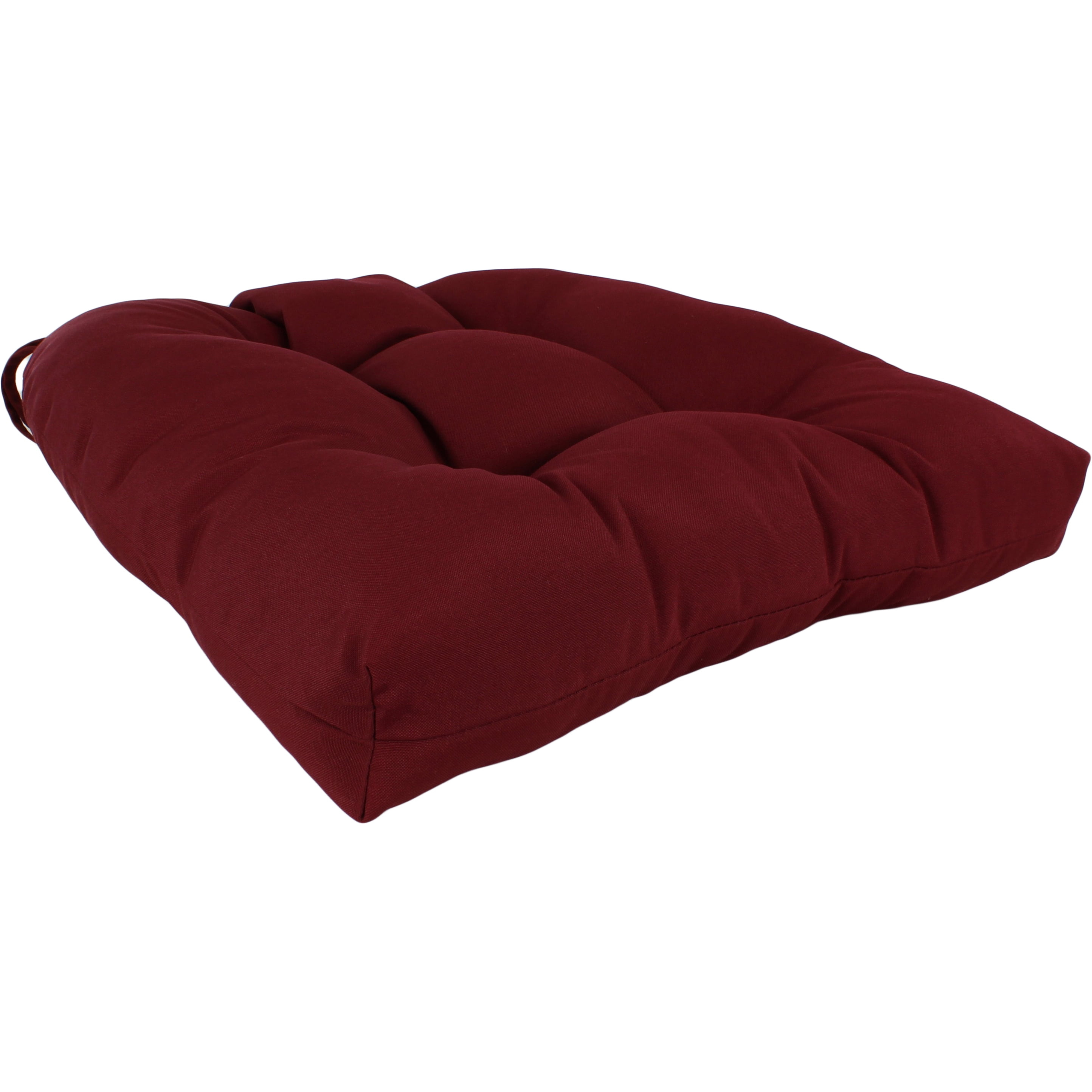 Everything Comfy Burgundy Indoor / Outdoor Seat Cushion Patio D Cushion 20" x 20", 2 Tie Backs