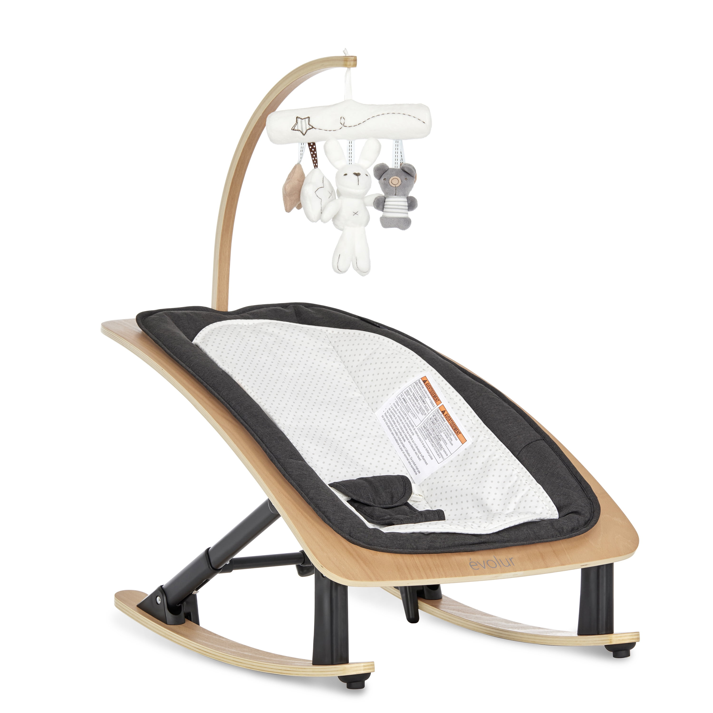 Evolur Tory 2-in-1 Rocker & Chair in Black