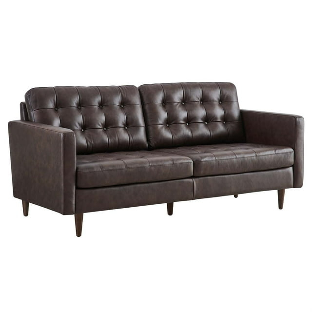 Exalt Tufted Vegan Leather Sofa-EEI-6099-BRN