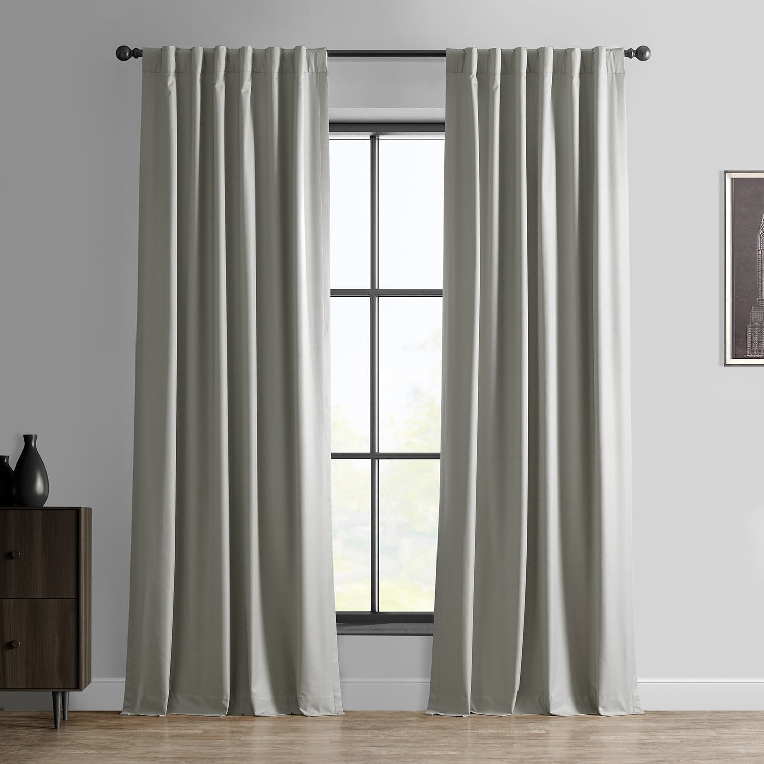 Exclusive Fabrics  Essential Polyester Solid Blackout Curtains - Thermal Insulated Window Curtains Rod Pocket (Single Panel) 50 X 84 - Greige