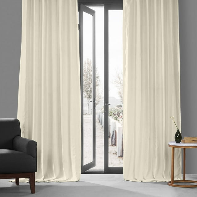 Exclusive Fabrics  French Linen Room Darkening Curtains Panel - Elegant luxurious Drapes (1 Panel) Ancient Ivory 50 X 120 120 Inches
