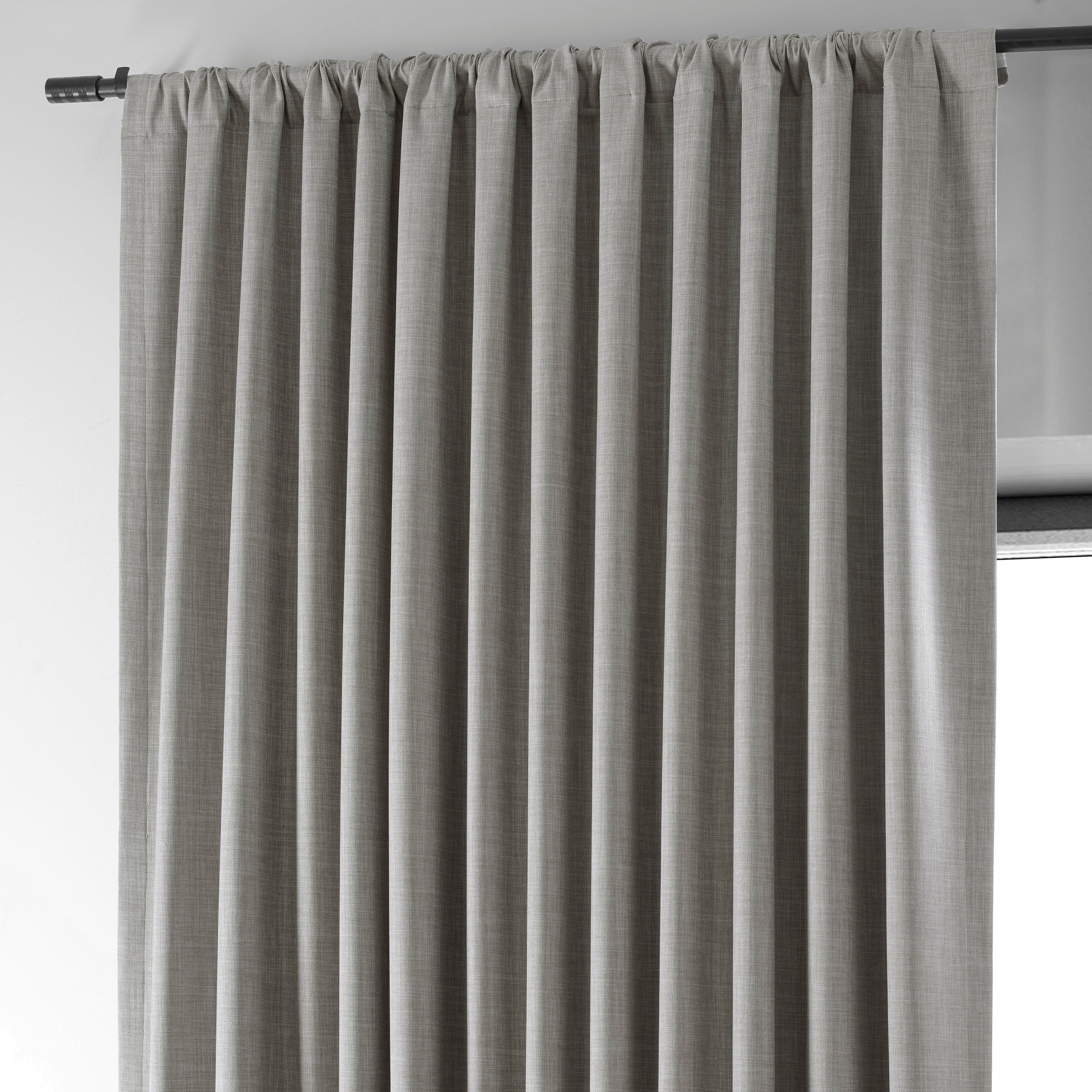 Exclusive Fabrics  Performance Linen Extrawide Hotel Blackout Curtain (1 Panel) 100 X 108 - Dark Greige