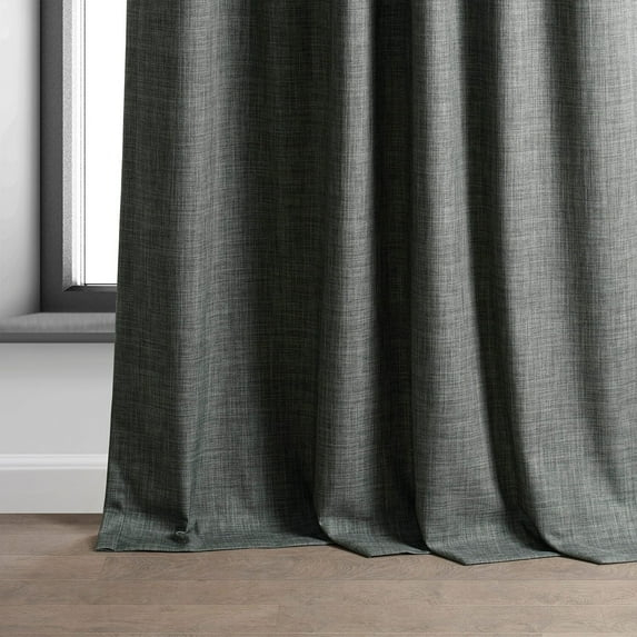 Exclusive Fabrics  Performance Linen Hotel Blackout Curtain (1 Panel) 50 X 84 - Dark Grey