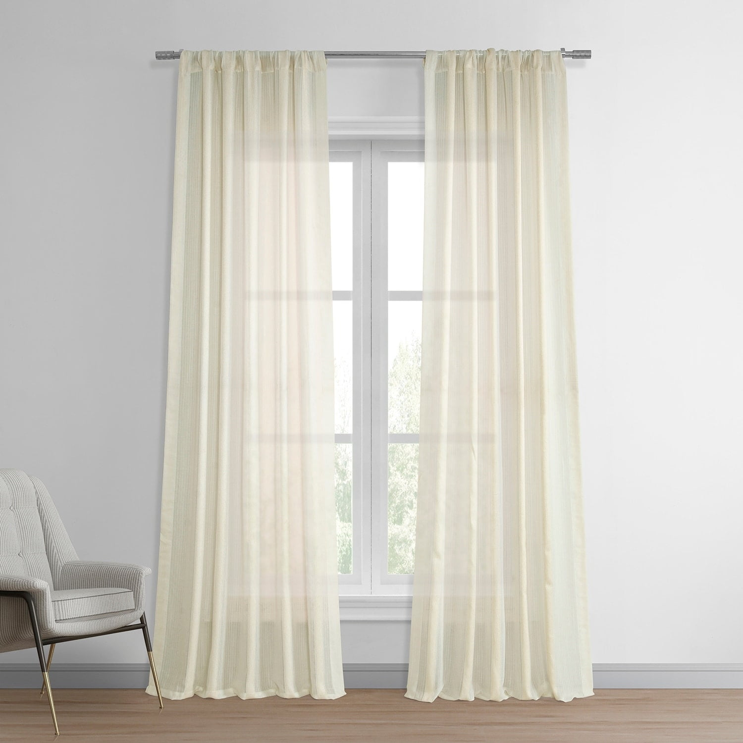 Exclusive Fabrics  Signature French Linen Sheer Curtain (1 Panel) 50 X 120 - Birch