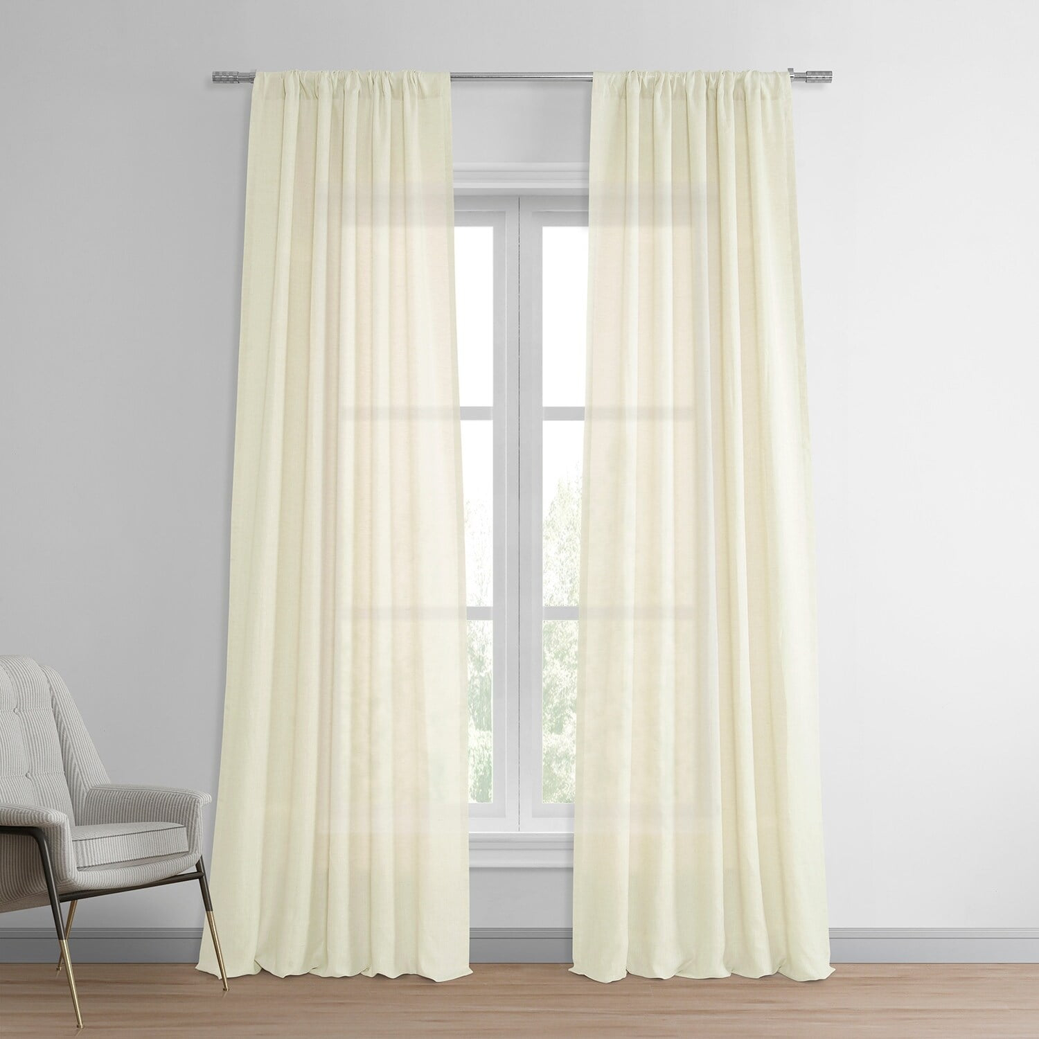 Exclusive Fabrics  Signature French Linen Sheer Curtain (1 Panel) 50 X 96 - Antique Lace