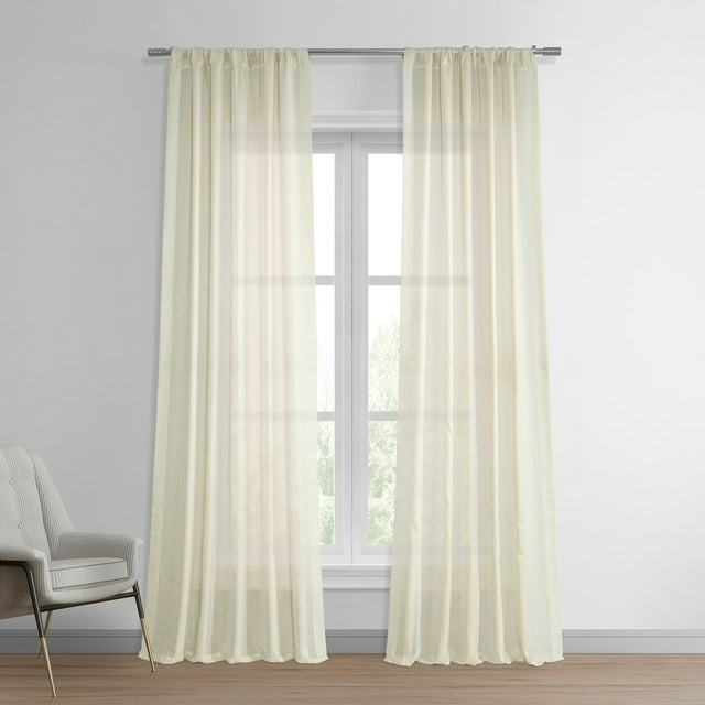 Exclusive Fabrics  Signature French Linen Sheer Curtain (1 Panel) 50 X 96 - Birch