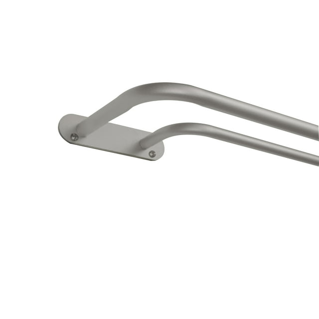 EXCLUSIVE HOME Fetter Wrap Around Double Curtain Rod, Matte Silver, 83.5"-120"