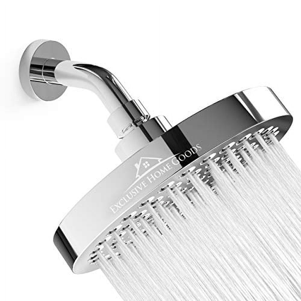 Exclusive Home Goods High Pressure Rainfall Shower Head with 360 Degree Rotation, 6" 2.5 GPM Deluxe Chrome