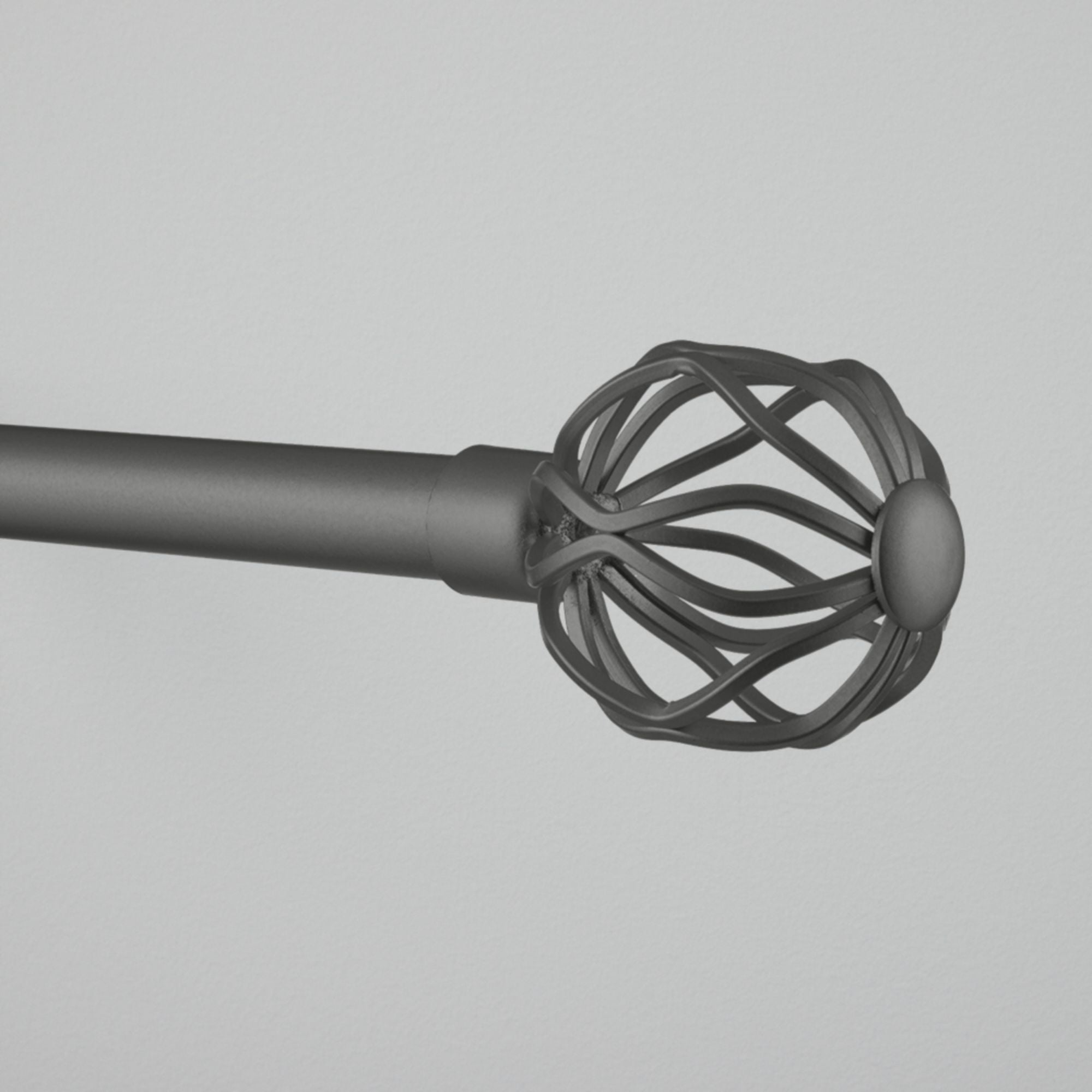 Exclusive Home Ogee 1" Curtain Rod and Coordinating Finial Set, Gunmetal, Adjustable 36"-72"