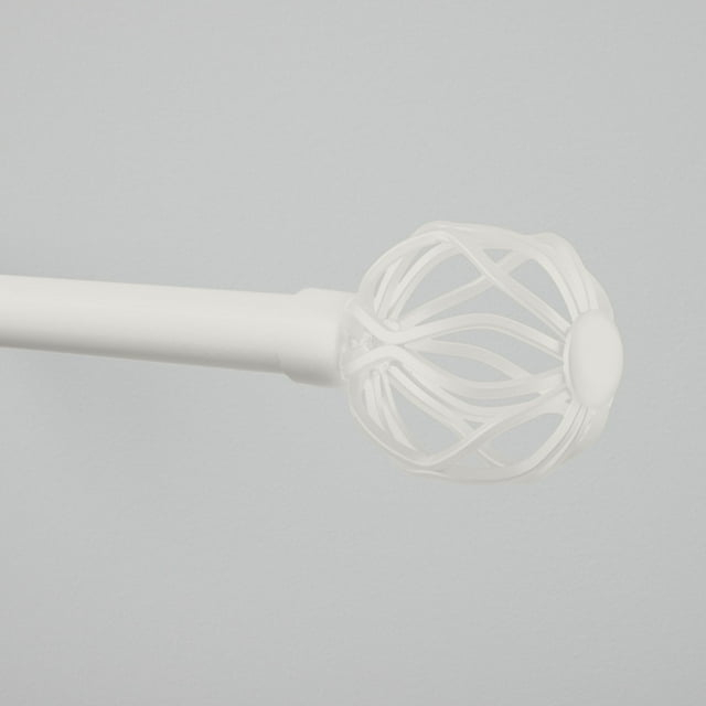 EXCLUSIVE HOME Ogee 1" Curtain Rod and Coordinating Finial Set, Matte White, Adjustable 36"-72"