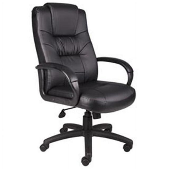 Executive Office Chair with Arms - Leather - High Back, Black
