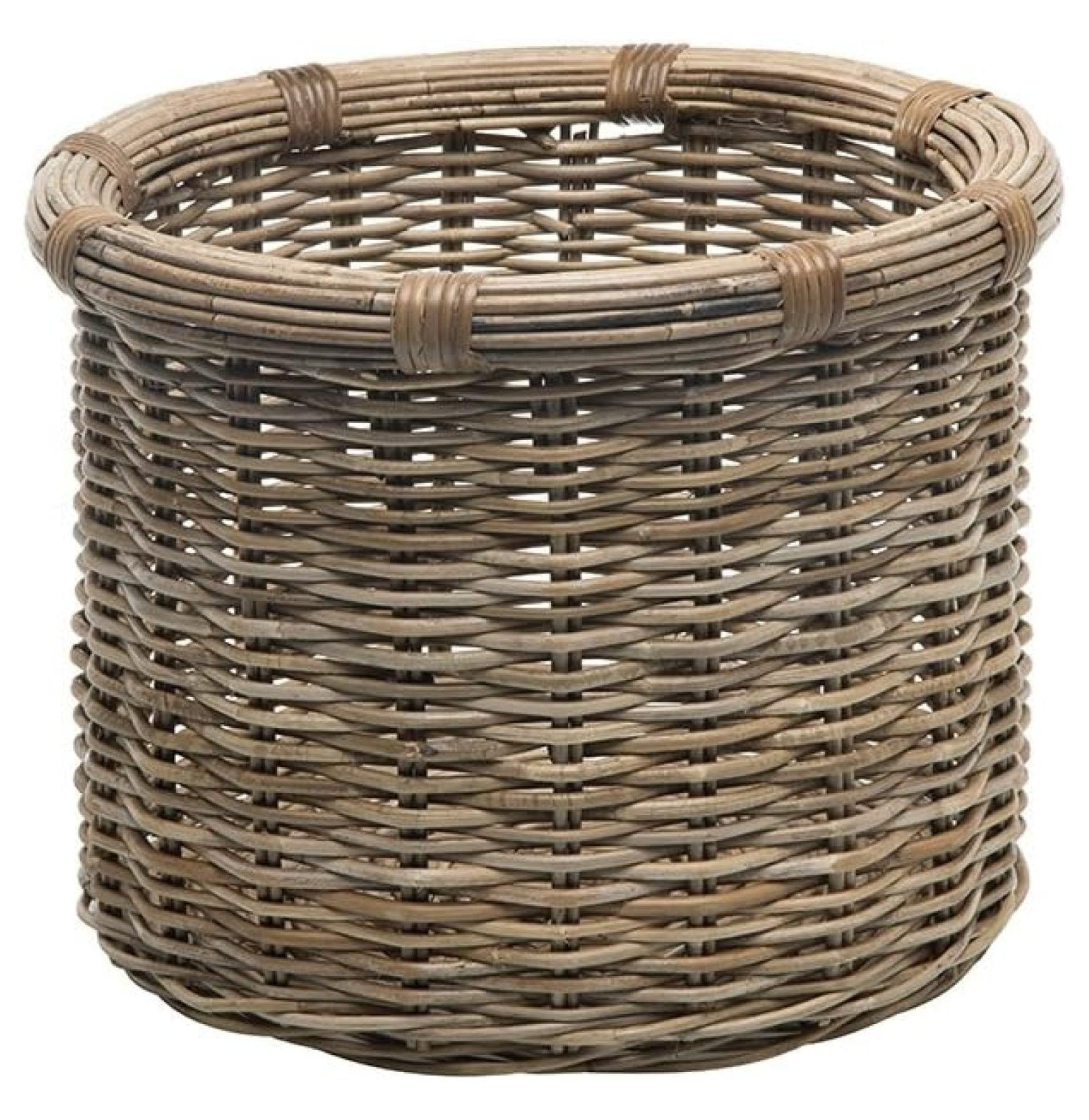 Gray-Brown Round Rattan Storage Basket