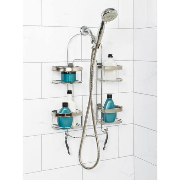 zenna home 7546nsp, expandable over-the-showerhead caddy, chrome