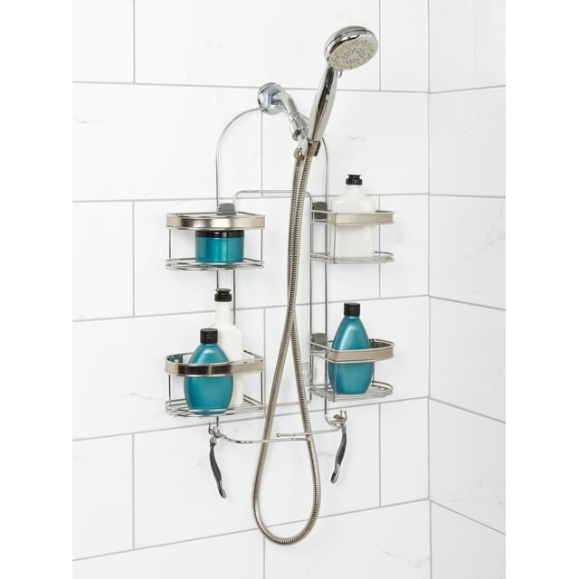 zenna home 7546nsp, expandable over-the-showerhead caddy, chrome