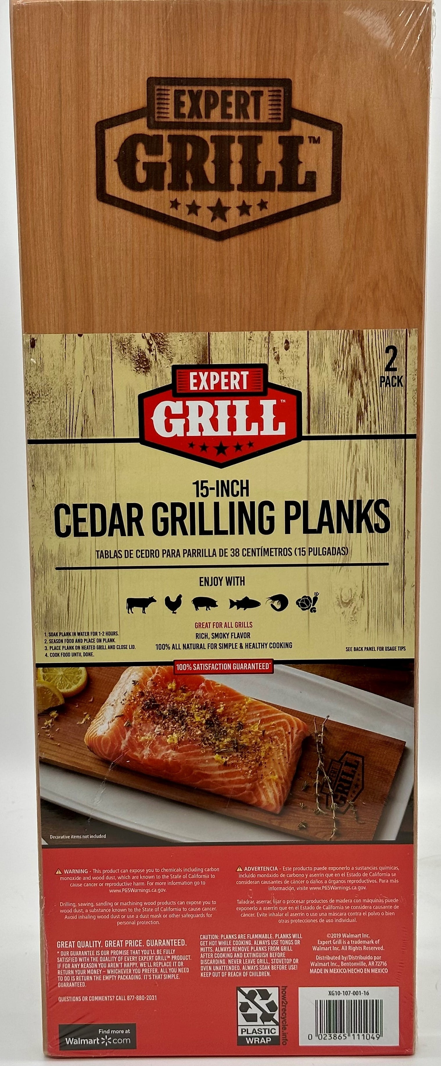 Expert Grill 15 inch Cedar Grilling Planks 2 Pack, 100% Natural, 100% Satisfaction Guaranteed, For Use With Charcoal Or Gas Grills