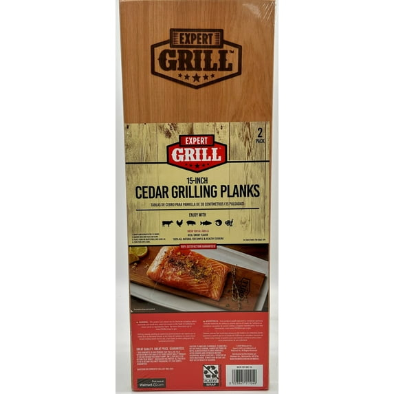 Expert Grill 15 inch Cedar Grilling Planks 2 Pack, 100% Natural, 100% Satisfaction Guaranteed, For Use With Charcoal Or Gas Grills