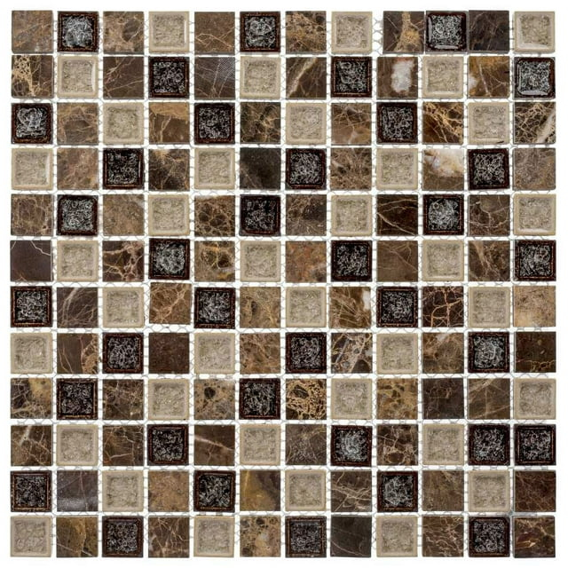 Exploration-Greece 1" Square Textured Glass and Marble Kitchen Backsplash, Bathroom, Shower, Wall and Floor Tile
