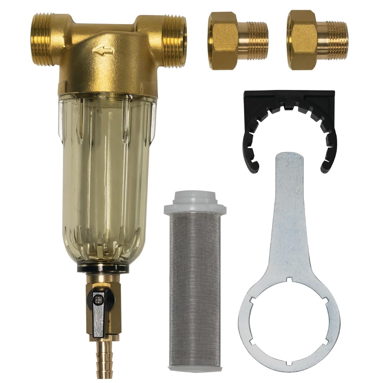 Express Water Whole House Sediment Water Filter – Spin Down Home Water Filtration System – 50 Micron Reusable Sediment Filter Cartridge – 1” and 3/4" Compatible with Filter, Mounting Bracket, Adapters