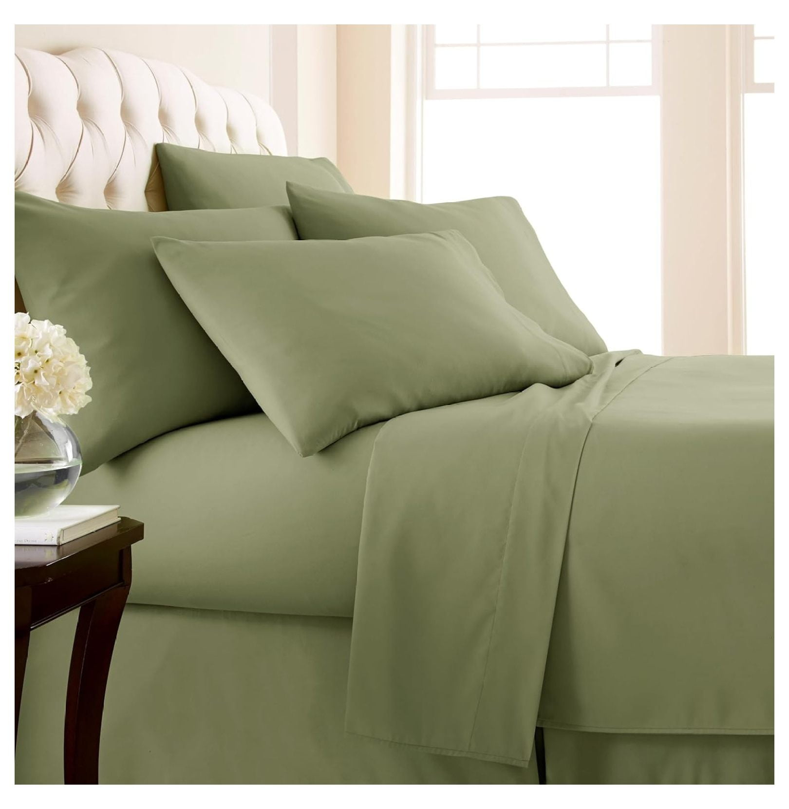 Sage Green Microfiber California King Deep Pocket Sheet Set