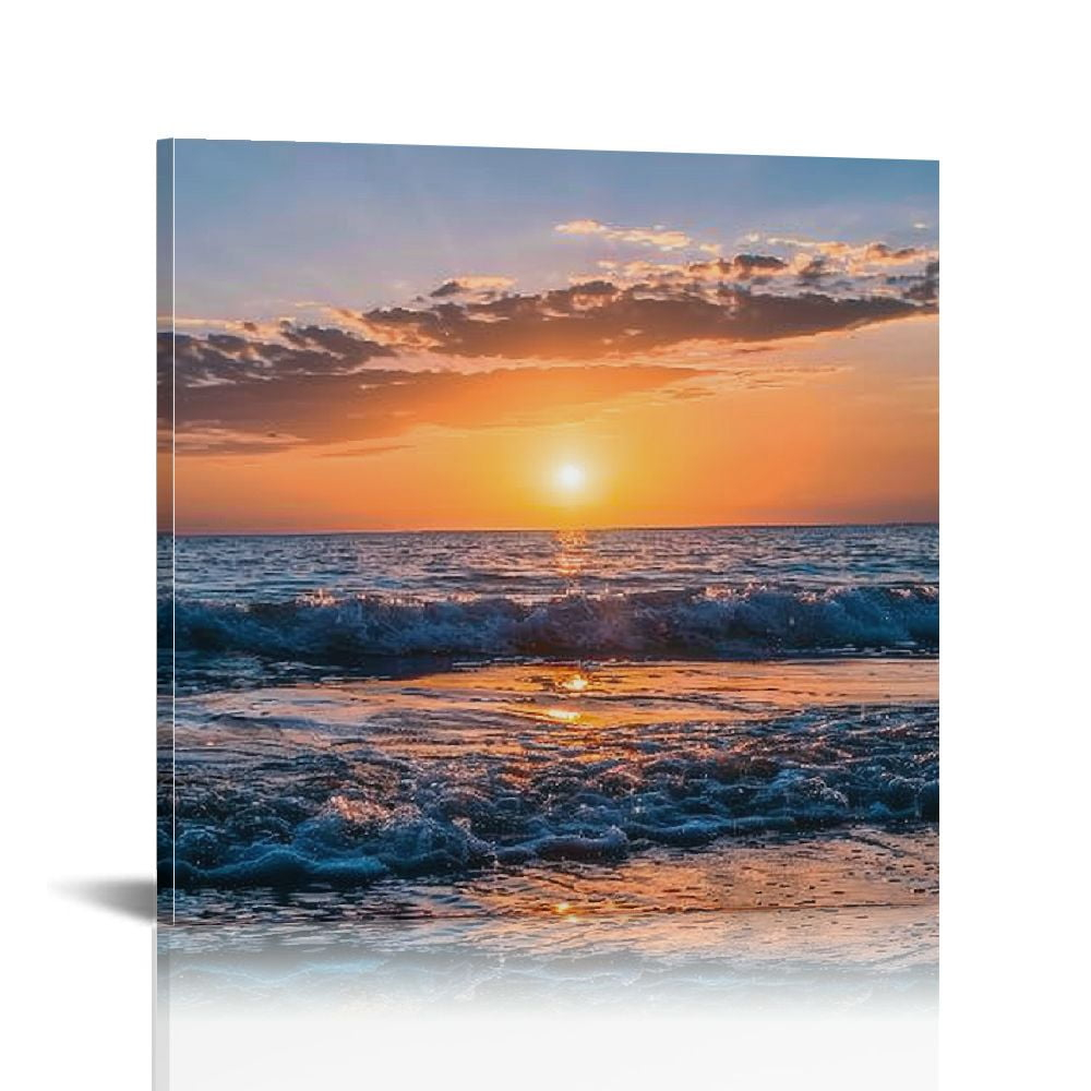 Creowell Wall Art Moon Sea blue Ocean Landscape Paintings Bedroom Canvas Art Print wall art for living room Paintings for Wall Decor and Home Decor -20x16 Inch