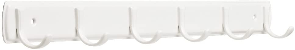 Franklin Brass 19.29 In. Steel Sheet Metal Rail With 6 Hooks, White