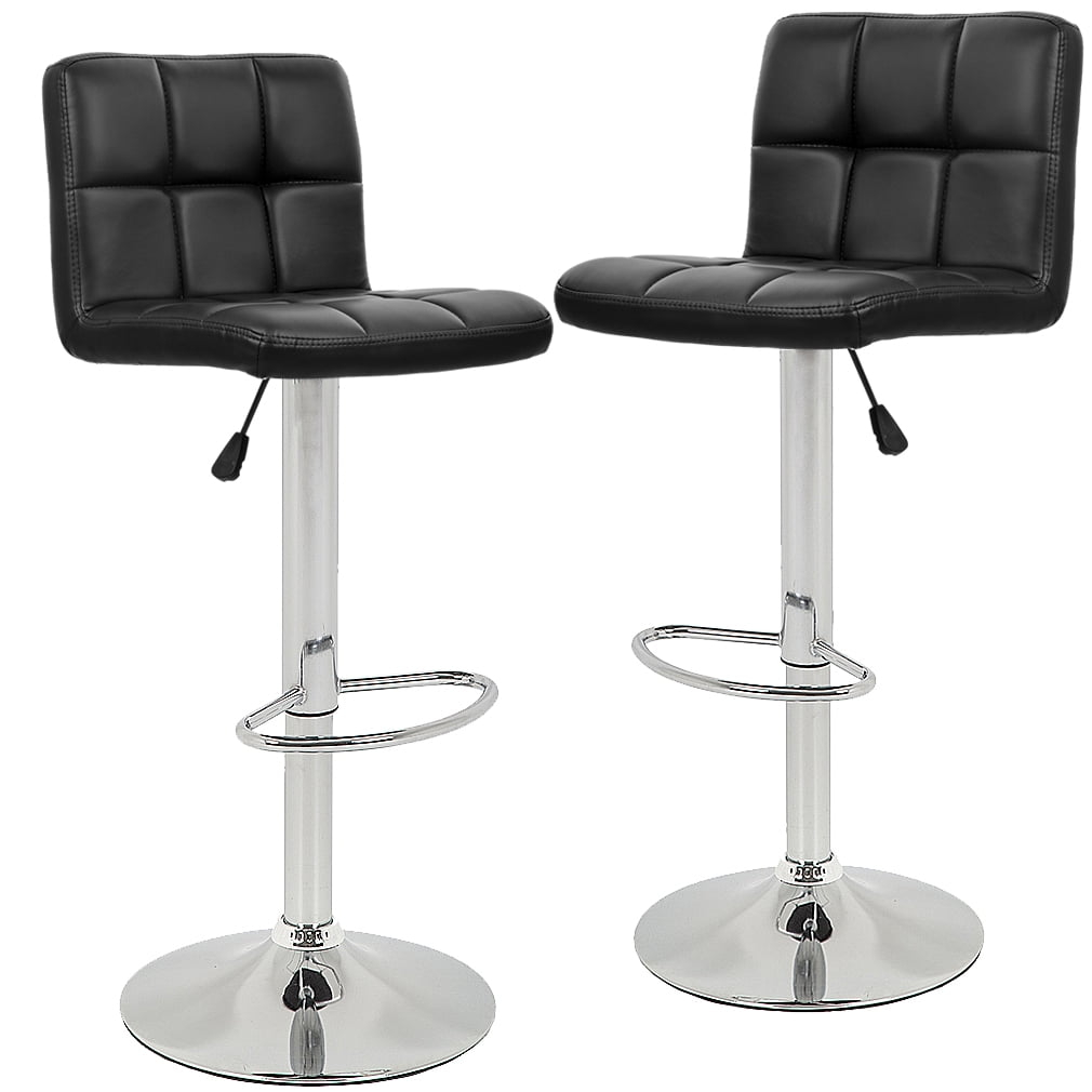 FDW Bar Stool with Swivel & Adjustable Height, Black, Set of 2