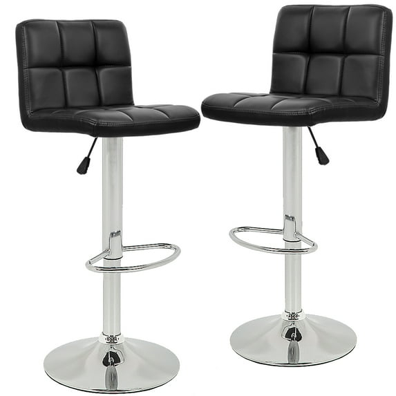 FDW Bar Stool with Swivel & Adjustable Height, Black, Set of 2