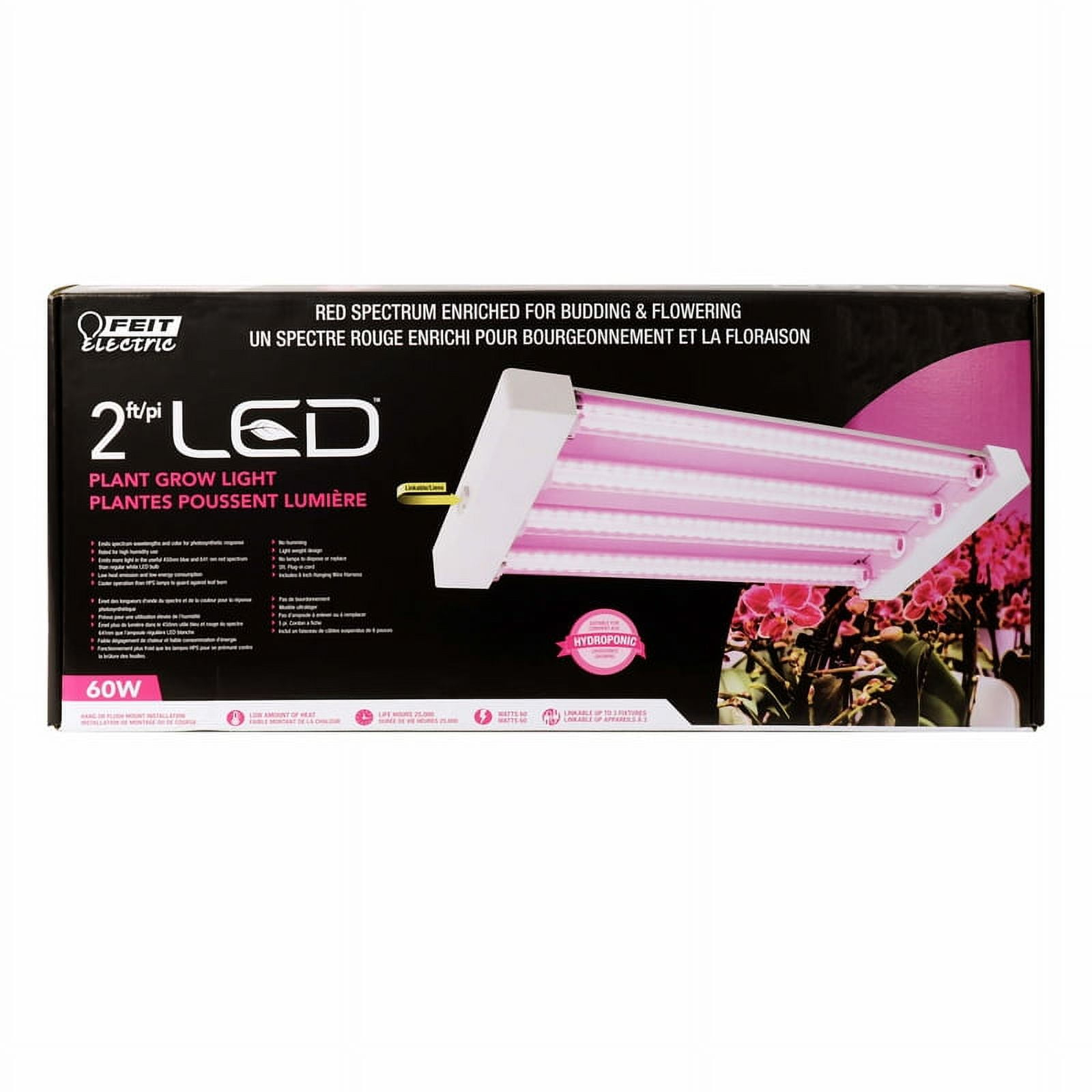 Feit Electric Grow Light 19W 2ft LED for Indoor Plants and Gardens, Full Spectrum Dual Bulb Grow Light, Energy Efficient, GLP24FS/19W/LED