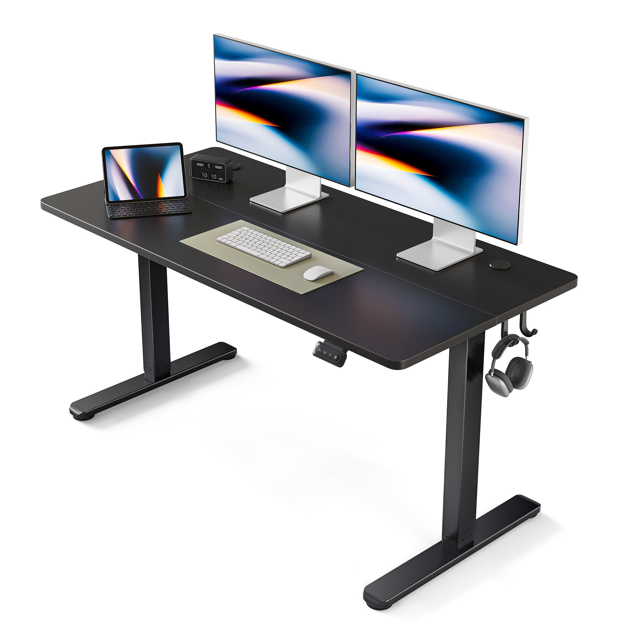 edx Electric Standing Desk, Height Adjustable Desk, 55 x 24 Inches Ergonomic Stand up Desk with Memory Preset and T-Shaped Metal Bracket for Home Office