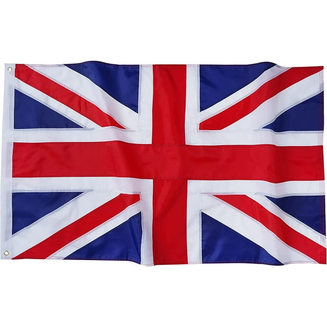 FLAGWIN United Kingdom British Flag 3x5 feet UK National Flags Embroidered Sewn Stripes Union Jack England Flag Banner Heavy Duty Outdoor