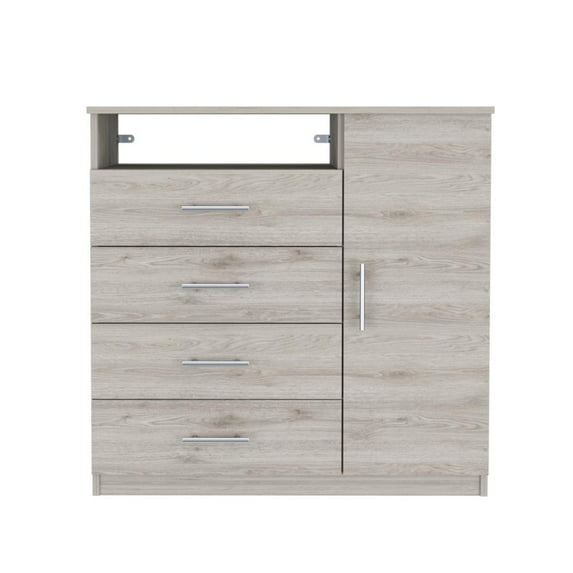 FM FURNITURE LLC Carolina 4 Drawer Dresser  ,Light Gray