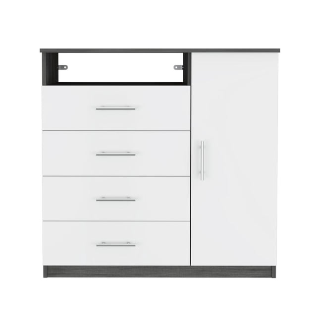 FM FURNITURE LLC Carolina 4 Drawer Dresser  ,Smokey Oak / White