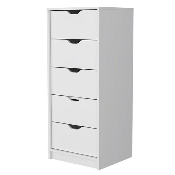 FM FURNITURE LLC Dillon 5 Narrow Drawer Dresser,White