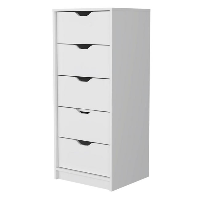 FM FURNITURE LLC Dillon 5 Narrow Drawer Dresser,White