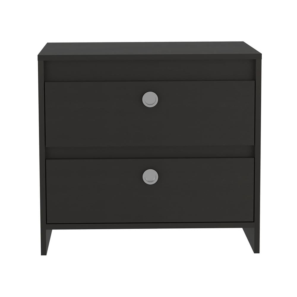Nightstand with 2 Drawers, Black
