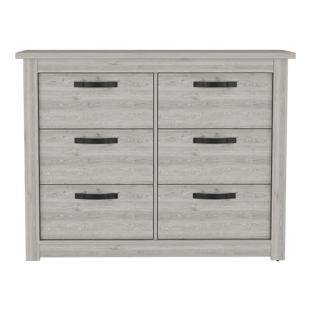 FM FURNITURE LLC Westport Six Drawer Double Dresser ,Light Gray