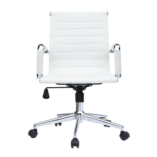 FM Furniture Brisbane 39.8" Adjustable Modern Plastic Office Chair in White