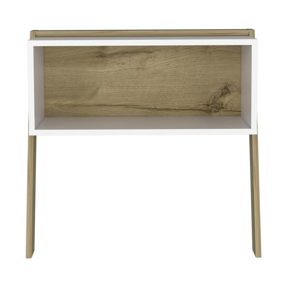 FM Furniture Denver Wood Night Stand with One Open Shelf in Light Oak/White