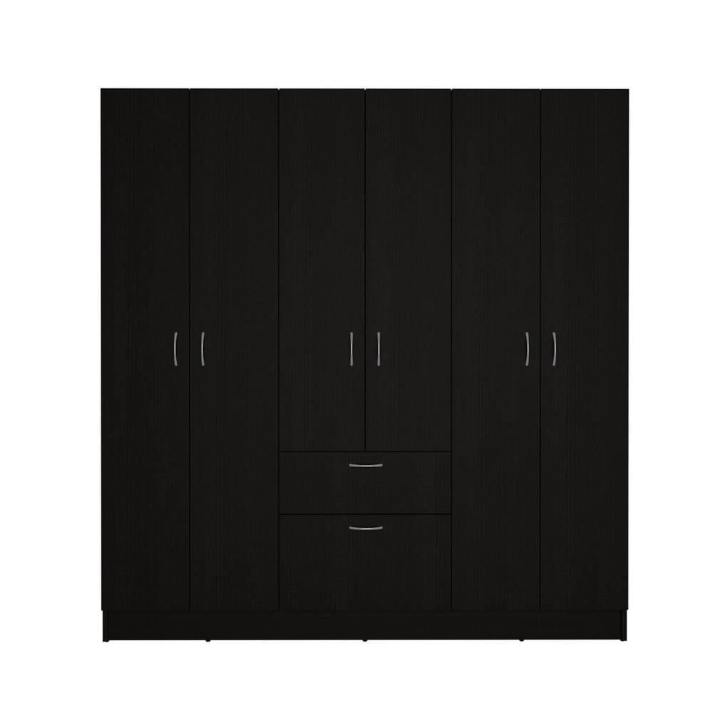 FM FURNITURE Guajira Modern 6-Door Wood Bedroom Armoire in Black Wenge