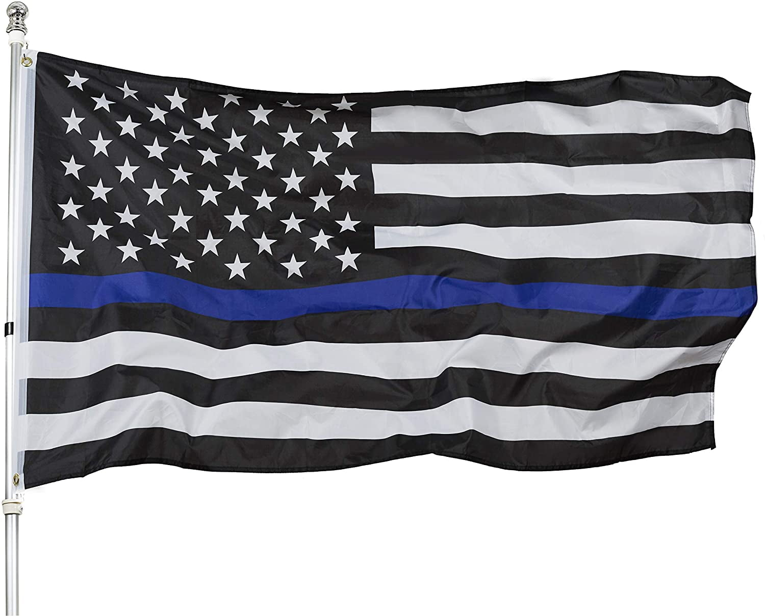 Thin Blue Line Flag United States Policeman Banner Polyester 3x5 Foot Flags Vivid Color and UV Fade Resistant Flag Outdoor Banner