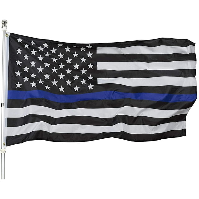 Thin Blue Line Flag United States Policeman Banner Polyester 3x5 Foot Flags Vivid Color and UV Fade Resistant Flag Outdoor Banner