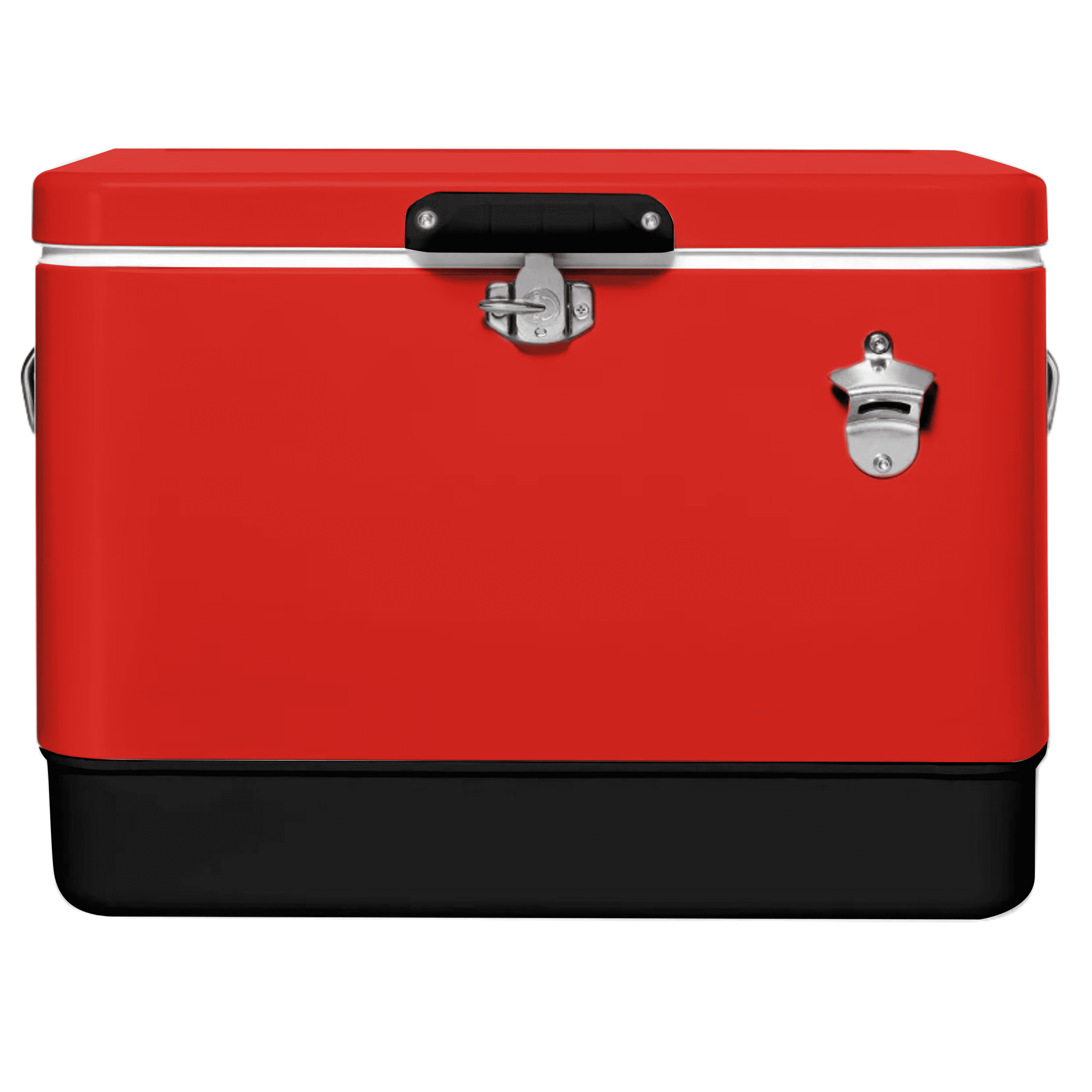 FSE Retro Metal Cooler, 80 Can/54 Qt. Capacity, Hard-Sided, Two Tone, Holds Up to 80 Beverage Cans, Metal Construction with Plastic Lining