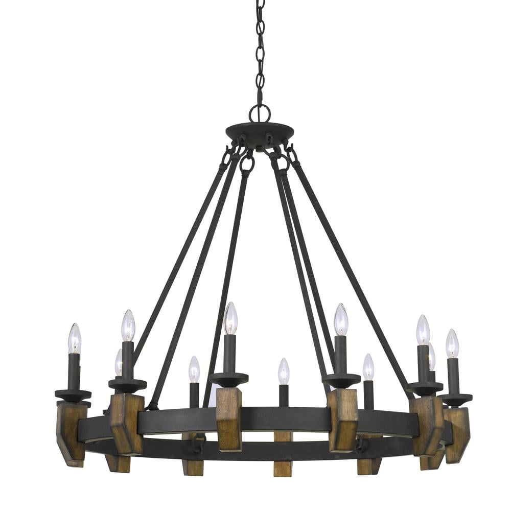 Cal Lighting 60W X 12 Cruz Metal/Wood Chandelier