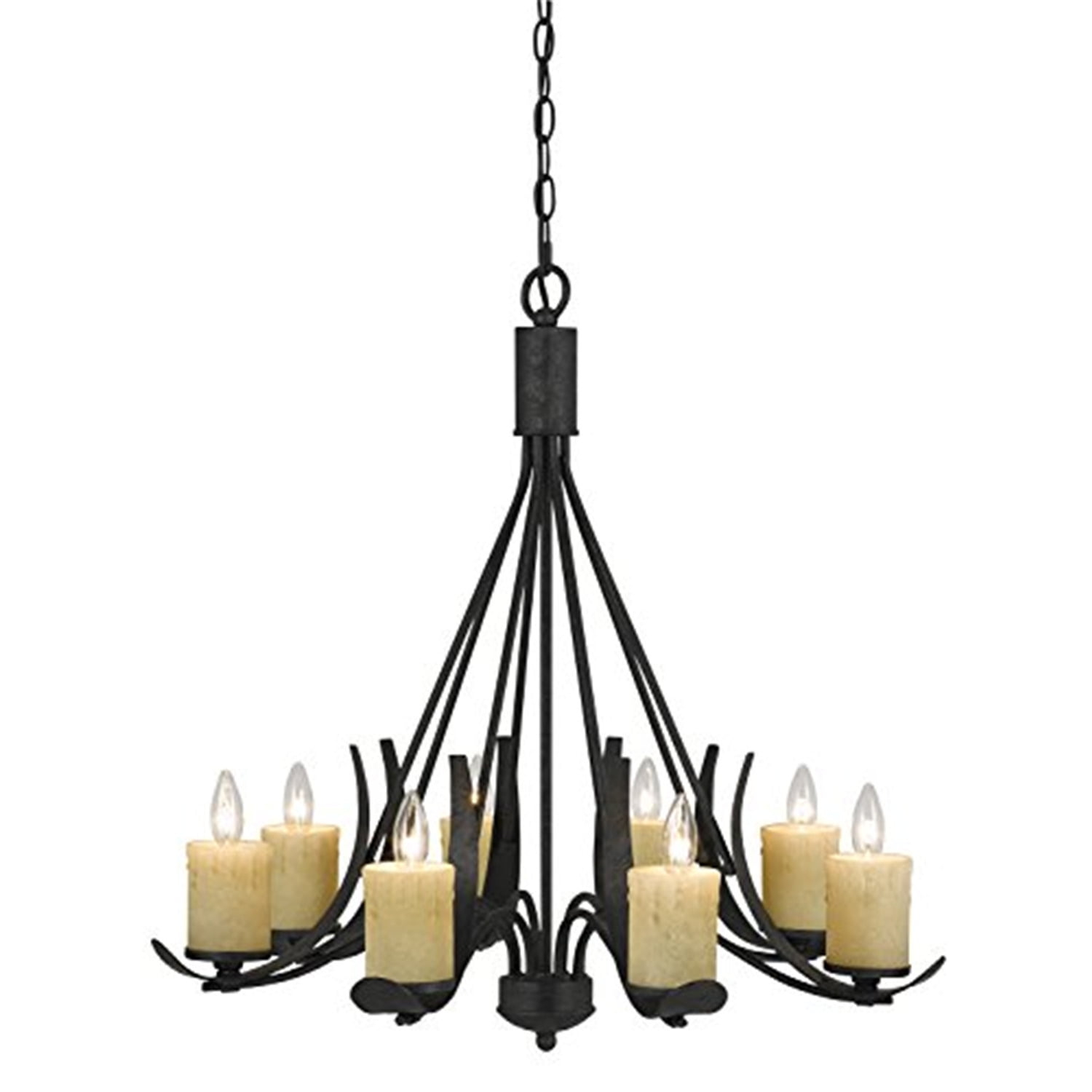Cal Lighting 28" Tall Metal Chandelier in Black Smith Finish-Color:Black Smith,Finish:Black Smith,Wattage:60WX8