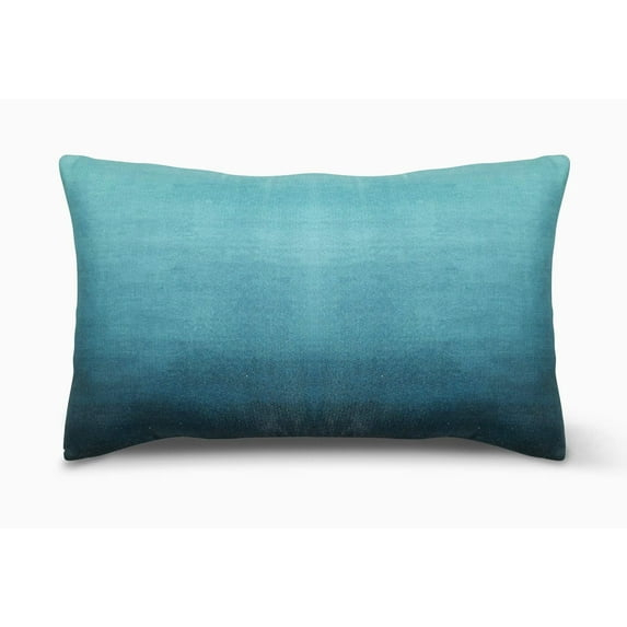 Fab Habitat Indoor/Outdoor Lumbar Pillow Made from Recycled Polyester Yarn - Double Sided, Stain Resistant, Machine Washable - Ombre - Patio, Deck, Porch, Living Room - Big Sur Teal (14" x 24")