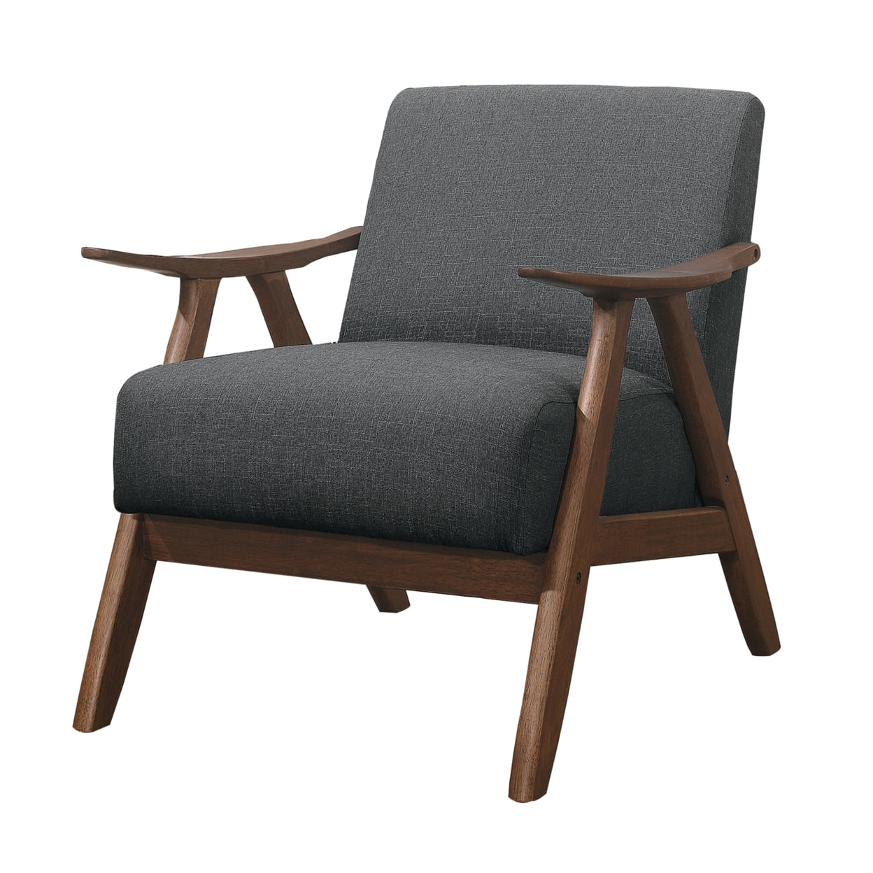Benjara Fabric Upholstered Accent Chair with Curved Armrests, Gray