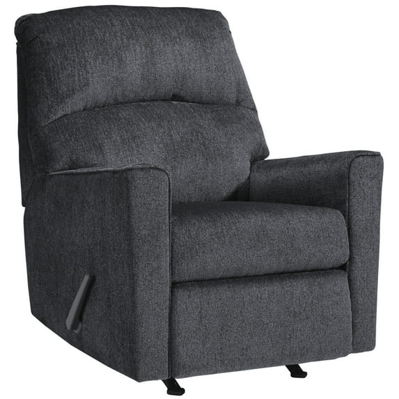 Fabric Upholstered Rocker Recliner with Tufted Back Charcoal Gray - Saltoro Sherpi