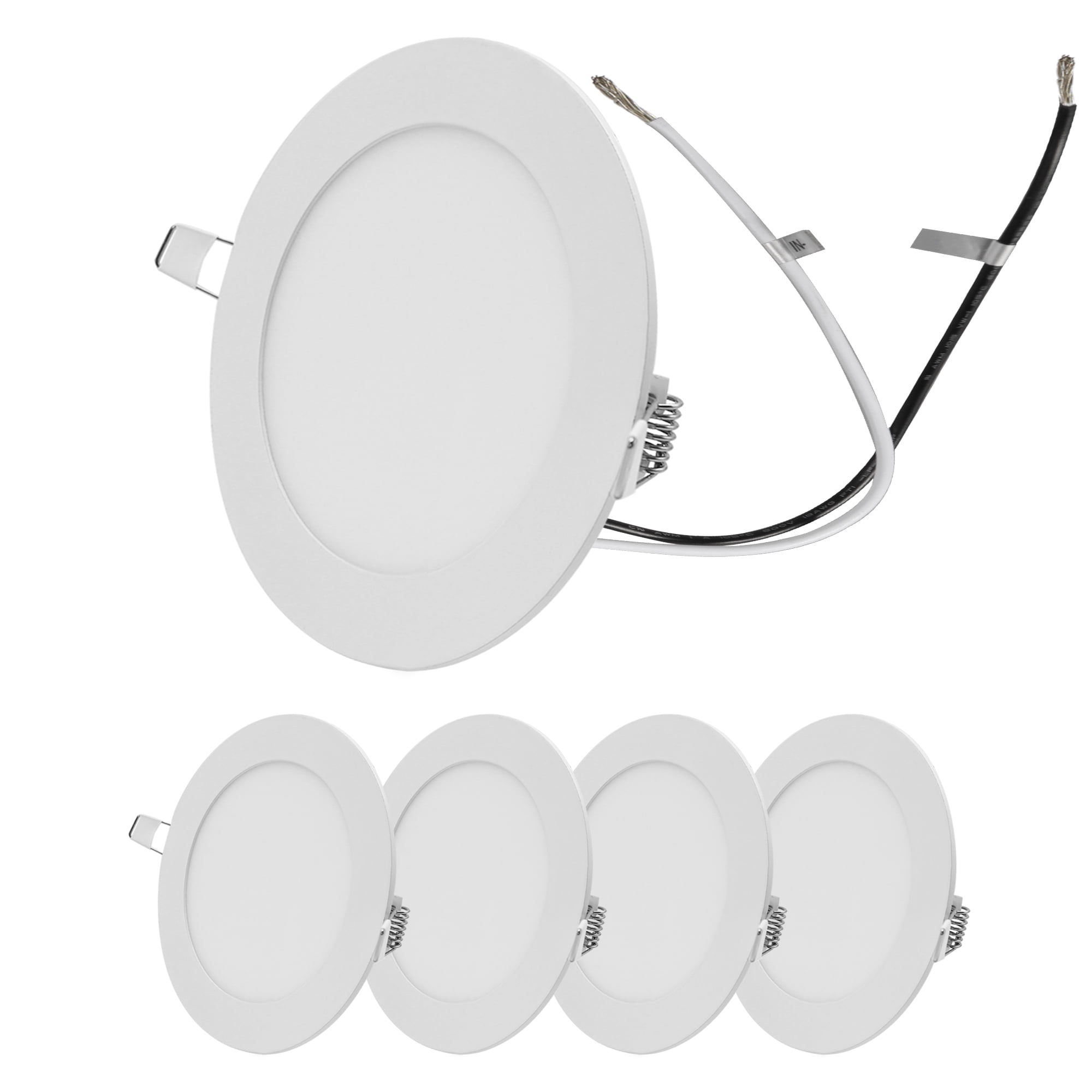 Facon 5Pcs Waterproof  Dimmable 5''  560Lumen 12V RV Bathroom Ceiling Lamp Recessed LED Lighting, Ultra-Thin Puck Light, 4000K Cool White Light, For Camper Van Truck Motorhome Boat Sailboat Roof Car