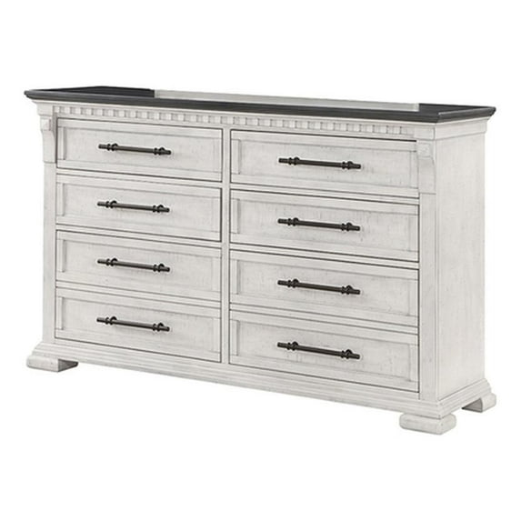 Faith Transitional  Style 8-Drawer Dresser Made With Wood in Antique White