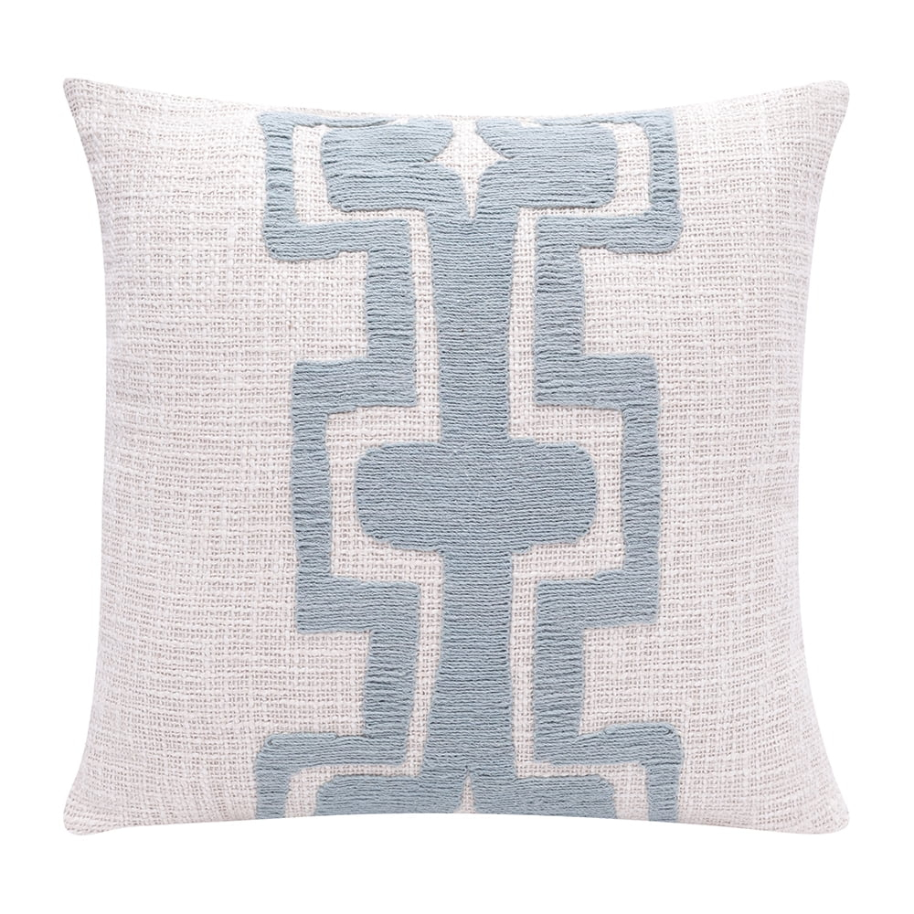 Fame Geometric Handmade Decorative Throw Pillow, Ocean Blue/Ivory, 20" x 20", Count per Pack 1